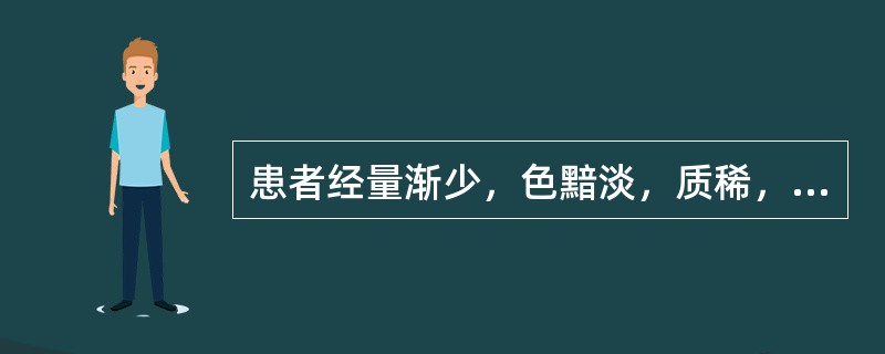 患者经量渐少，色黯淡，质稀，腰膝酸软，头晕耳鸣，足跟痛，小腹冷，夜尿多，舌淡，脉