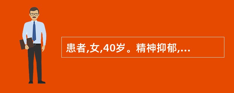 患者,女,40岁。精神抑郁,表情淡漠,神志痴呆,语无伦次,不思饮食,舌苔腻,脉弦