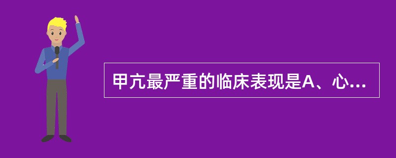 甲亢最严重的临床表现是A、心动过速B、浸润性突眼C、甲状腺危象D、重症肌无力E、