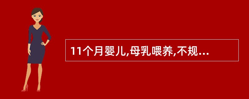 11个月婴儿,母乳喂养,不规则添加辅食。因进行性面色苍白3个月,发热、咳嗽、气促