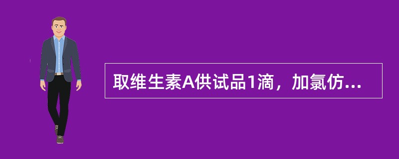 取维生素A供试品1滴，加氯仿10ml振摇使溶解，取出2滴，加氯仿2ml与25%三