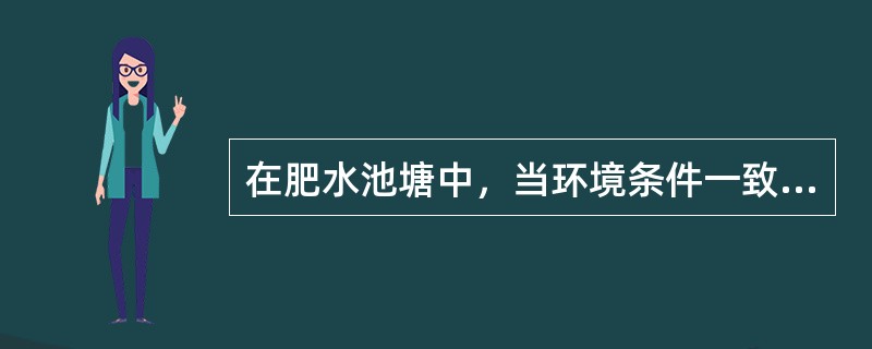 在肥水池塘中，当环境条件一致时，微型浮游生物的分布可能接近（）。