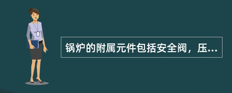 锅炉的附属元件包括安全阀，压力表，水位表及各种报警仪及测温仪表等。