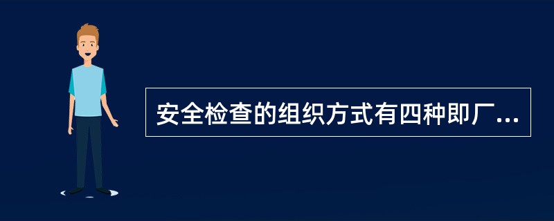 安全检查的组织方式有四种即厂季度检查，车间月检查、班组周检查、岗位班前检查。