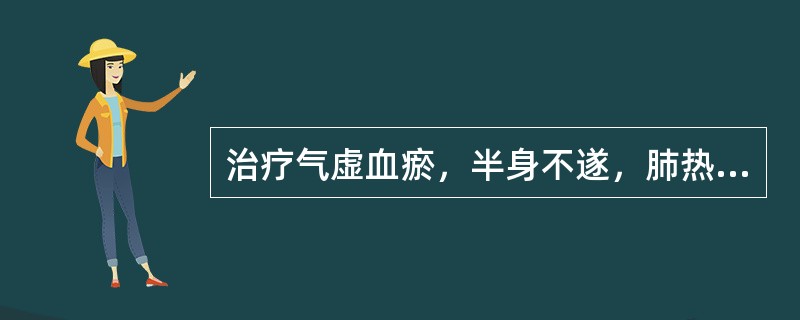 治疗气虚血瘀，半身不遂，肺热哮喘，应选用的药物是（）。治疗气逆喘息，血热吐衄，呕