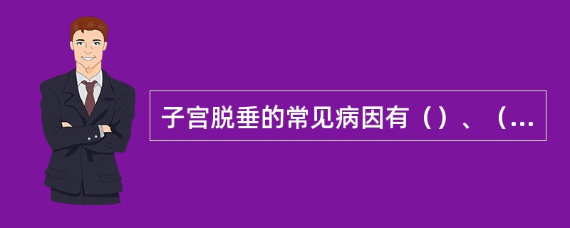 子宫脱垂的常见病因有（）、（）、（）。