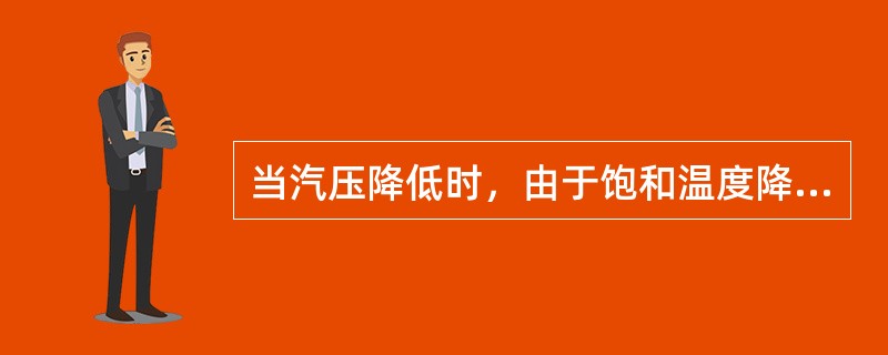 当汽压降低时，由于饱和温度降低，使部分水蒸气，将引起锅炉水体积（）。