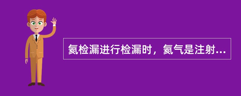 氦检漏进行检漏时，氦气是注射在（）。