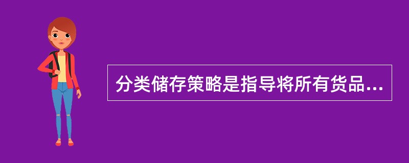 分类储存策略是指导将所有货品按照一定特性加以分类，每一类货品都有固定存放的位置，