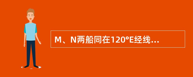 M、N两船同在120°E经线上，M船在50°N，N船在20°N，各自向正东方向航