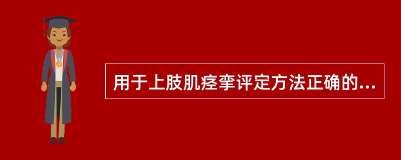 用于上肢肌痉挛评定方法正确的是（）。