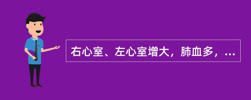 右心室、左心室增大，肺血多，主动脉结缩小的先心病是（）。