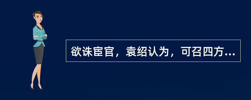 欲诛宦官，袁绍认为，可召四方英雄之士。（）曰：“不可，俗云‘掩目而捕燕雀’，是自