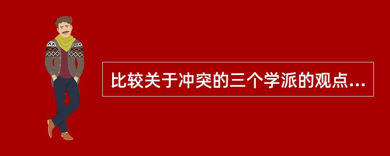 比较关于冲突的三个学派的观点。讨论你如何看待这些不同观点的：