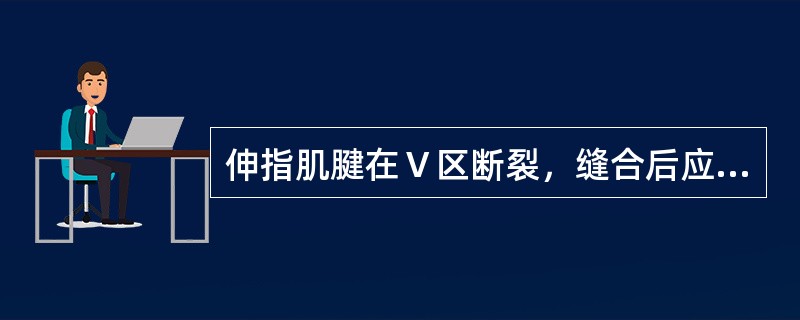 伸指肌腱在Ⅴ区断裂，缝合后应将（）指间关节取屈曲位，（）指间关节取过伸位固定。