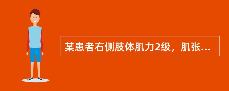 某患者右侧肢体肌力2级，肌张力增高，腱反射活跃，病理反射阳性，病变在（）。