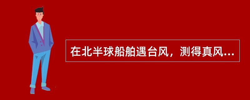 在北半球船舶遇台风，测得真风向为东北风，风力6级，则台风中心的方位在（）。