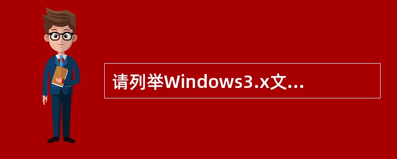 请列举Windows3.x文件管理器的十项主要功能。