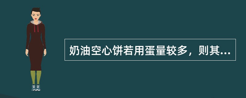 奶油空心饼若用蛋量较多，则其外壳较（）