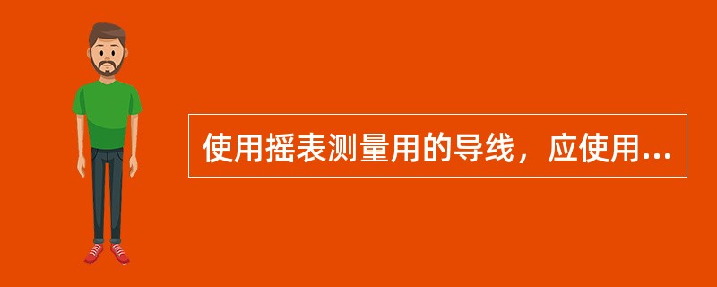 使用摇表测量用的导线，应使用相应的（）导线，其端部应有（）。