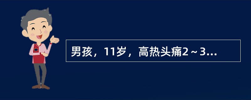 男孩，11岁，高热头痛2～3天，伴呕吐，于8月2日入院。入院后第2天体温更高，达