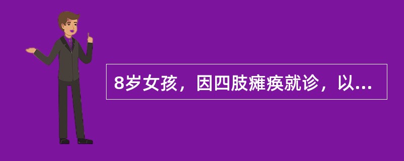 8岁女孩，因四肢瘫痪就诊，以格林－巴利综合征收入院。目前出现呼吸表浅、咳嗽无力、