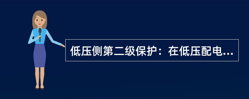 低压侧第二级保护：在低压配电屏、市电油机转换屏、备用发电机组、交流配电屏等输入端