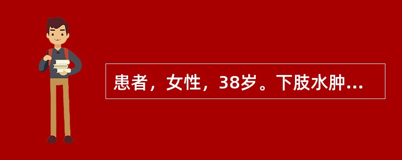 患者，女性，38岁。下肢水肿1周。BP190/100mmHg，尿蛋白（+++），