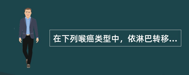 在下列喉癌类型中，依淋巴转移率由高至低排列为（）。