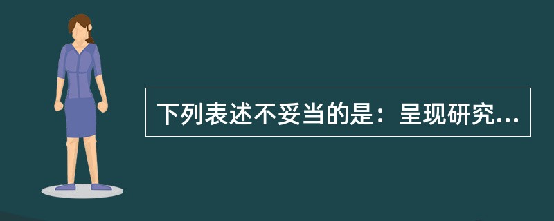 下列表述不妥当的是：呈现研究结果、撰写研究论文应当具有（）。