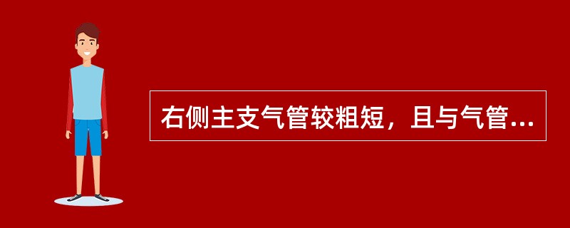 右侧主支气管较粗短，且与气管纵轴所成的角度较小，故异物容易进入右主支气管。（）