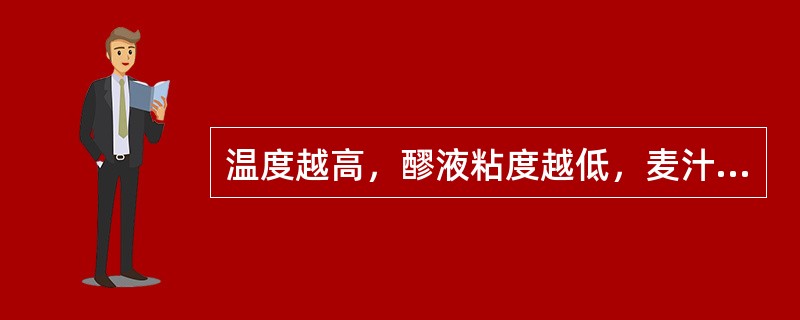 温度越高，醪液粘度越低，麦汁过滤速度越快。