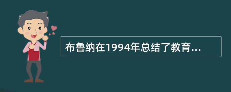 布鲁纳在1994年总结了教育心理学十几年来的成果主要体现在四个方面：主动性研究、