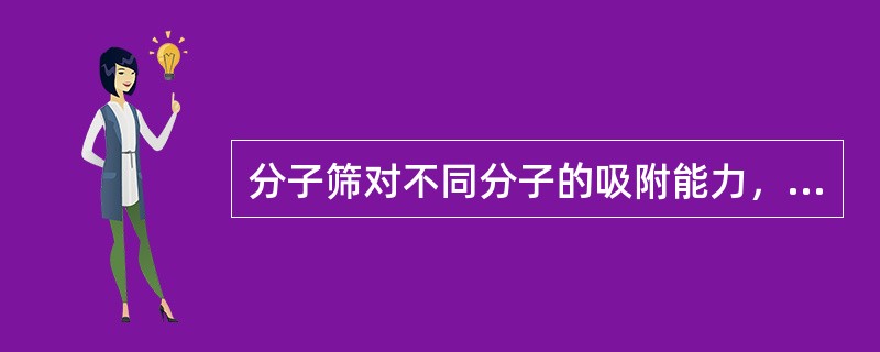 分子筛对不同分子的吸附能力，下列说法正确的是（）。