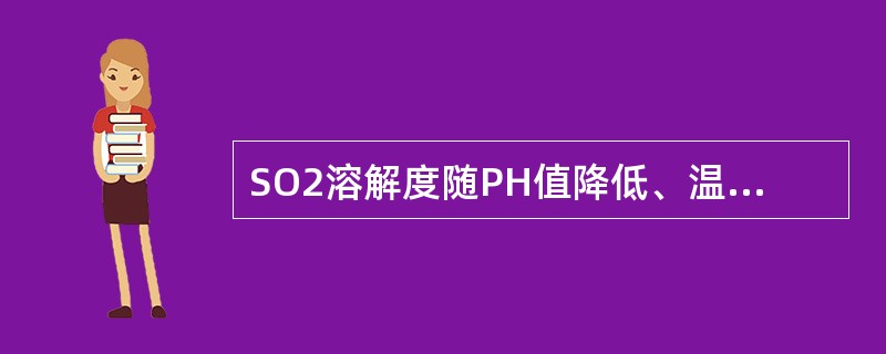 SO2溶解度随PH值降低、温度的升高而下降。