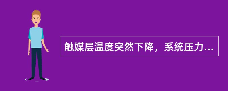 触媒层温度突然下降，系统压力突然上升的原因是（）