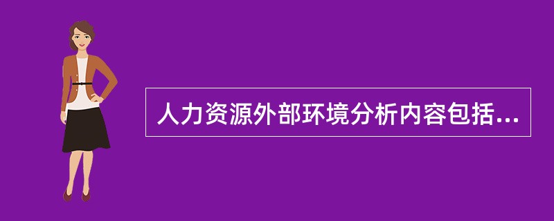 人力资源外部环境分析内容包括社会环境分析，其主要是对（）等方面的发展状况和总趋势