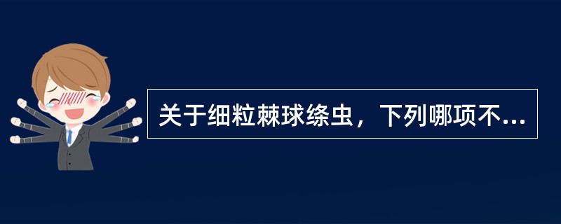 关于细粒棘球绦虫，下列哪项不正确（）.