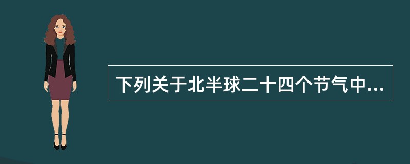 下列关于北半球二十四个节气中“夏至”的说法，错误的是（）。