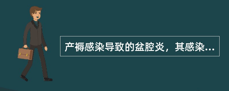 产褥感染导致的盆腔炎，其感染途径多为（）。