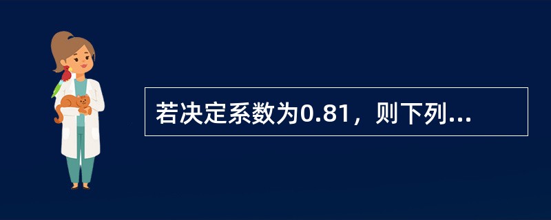 若决定系数为0.81，则下列说法错误的是（）