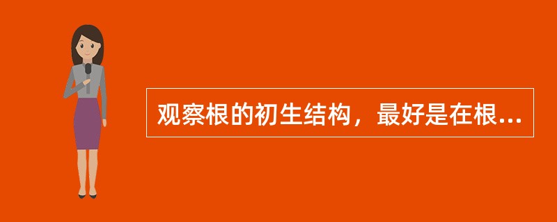 观察根的初生结构，最好是在根尖的（）作横切制片。