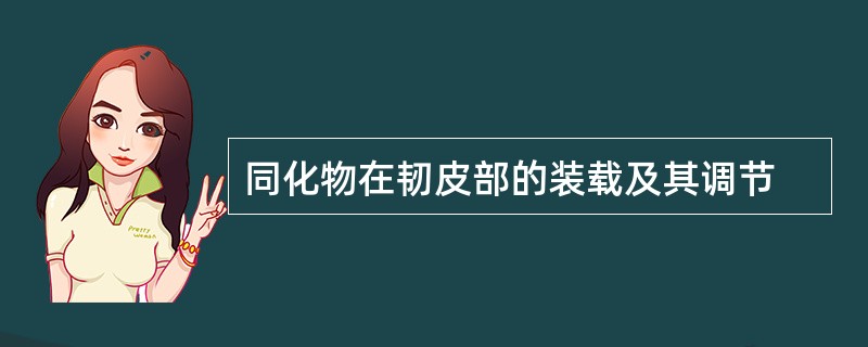 同化物在韧皮部的装载及其调节