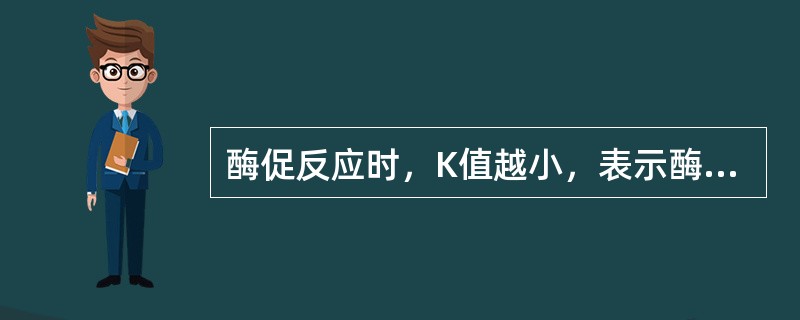 酶促反应时，K值越小，表示酶与底物的亲和力越小。（）