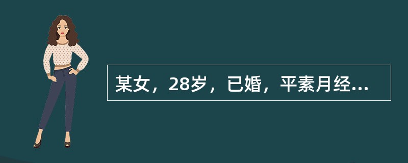 某女，28岁，已婚，平素月经规律，停经45天，阴道少量出血4天，有下腹胀痛1天就