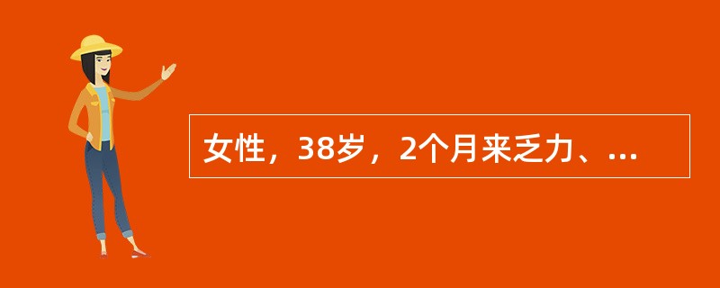 女性，38岁，2个月来乏力、记忆力减退、嗜睡、体重增加、血清胆固醇6.8mmol