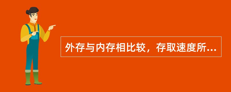 外存与内存相比较，存取速度所以较慢，是因为（）