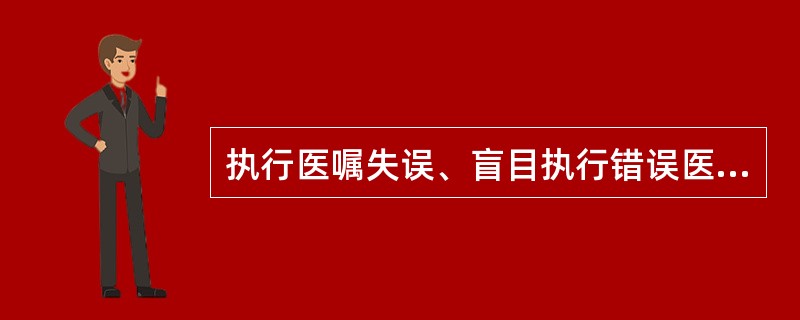 执行医嘱失误、盲目执行错误医嘱属于（）