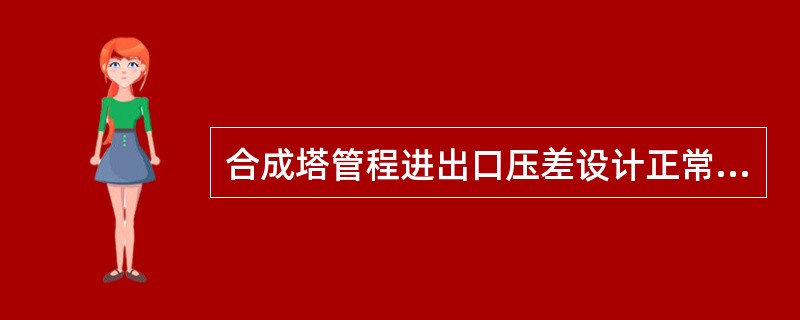 合成塔管程进出口压差设计正常值为（）Kpa，报警值为（）Kpa，合成塔压差高的原