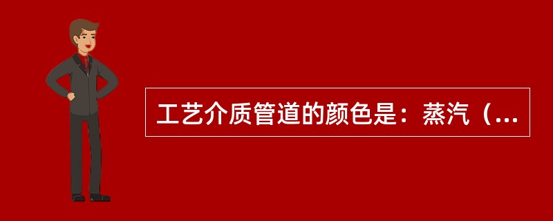 工艺介质管道的颜色是：蒸汽（）、水（）、氨（）、空气（）、工艺气（）。